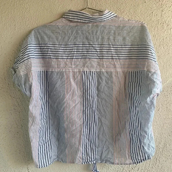 Madewell Short-Sleeve Tie-Front Shirt in Rawley Stripe Size Medium - Picture 8 of 9